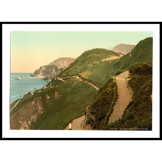 Ilfracombe Tors Walk England, A New Print Of an English Photochrom Image Ilfracombe Tors Walk England, A New Print Of an English Photochrom Image