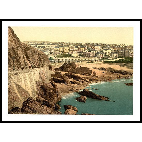 Ilfracombe Town and beach from Capstone England, A New Print Of an English Photochrom Image