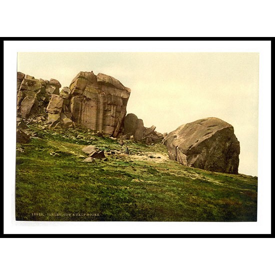 Ilkley Cow and Calf Rocks England, A New Print Of an English Photochrom Image