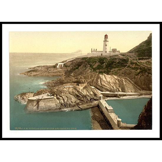 Isle of Man Douglas Lighthouse and bathing cove England, A New Print Of an English Photochrom Image