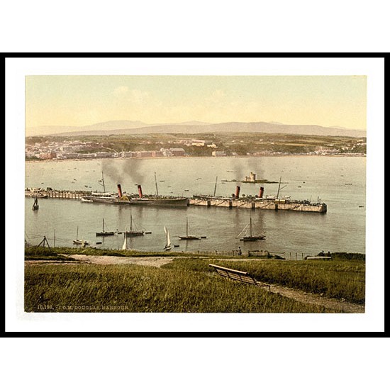 Isle of Man Douglas harbor with steamers England, A New Print Of an English Photochrom Image Isle of Man Douglas harbor with steamers England, A New Print Of an English Photochrom Image