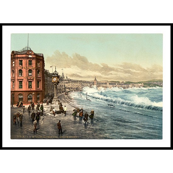 Isle of Man Douglas loch promenade storm scene England, A New Print Of an English Photochrom Image Isle of Man Douglas loch promenade storm scene England, A New Print Of an English Photochrom Image
