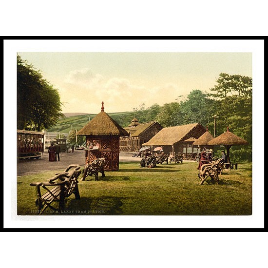 Isle of Man Laxey tram station England, A New Print Of an English Photochrom Image