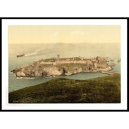 Isle of Man Peel general view of castle England, A New Print Of an English Photochrom Image