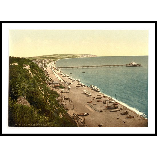 Isle of Wight Sandown Bay England, A New Print Of an English Photochrom Image