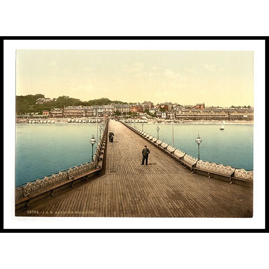 Isle of Wight Sandown from pier England, A New Print Of an English Photochrom Image