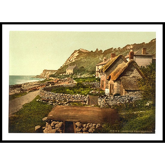 Isle of Wight Searshore near Shanklin England, A New Print Of an English Photochrom Image Isle of Wight Searshore near Shanklin England, A New Print Of an English Photochrom Image