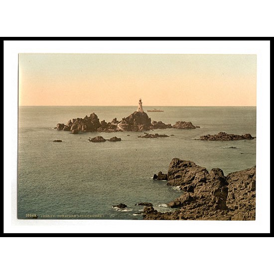 Jersey Corbiere Lighthouse I Channel Islands England, A New Print Of an English Photochrom Image Jersey Corbiere Lighthouse I Channel Islands England, A New Print Of an English Photochrom Image