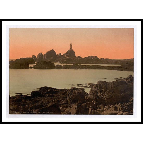 Jersey Corbiere Lighthouse II Channel Island England, A New Print Of an English Photochrom Image Jersey Corbiere Lighthouse II Channel Island England, A New Print Of an English Photochrom Image