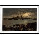 Jersey Corbiere Lighthouse by moonlight Channel Islands England, A New Print Of an English Photochrom Image Jersey Corbiere Lighthouse by moonlight Channel Islands England, A New Print Of an English Photochrom Image