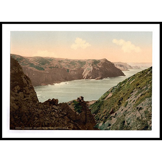 Jersey coast from the Devils Hole Channel Islands England, A New Print Of an English Photochrom Image