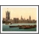 London Houses of Parliament from the river England, A New Print Of an English Photochrom Image