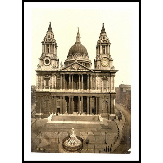 London St Pauls Cathedral West Front England, A New Print Of an English Photochrom Image