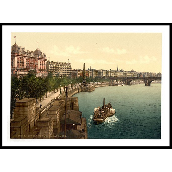 London Thames embankment England, A New Print Of an English Photochrom Image