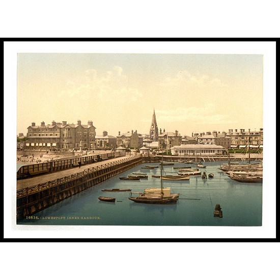Lowestoft Inner harbor England, A New Print Of an English Photochrom Image Lowestoft Inner harbor England, A New Print Of an English Photochrom Image