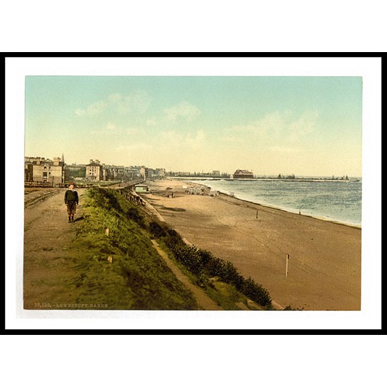 Lowestoft The sands from Royal Hotel England, A New Print Of an English Photochrom Image