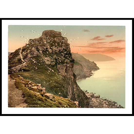 Lynton and Lynmouth Castle Rock in the Valley of Rocks England, A New Print Of an English Photochrom Image