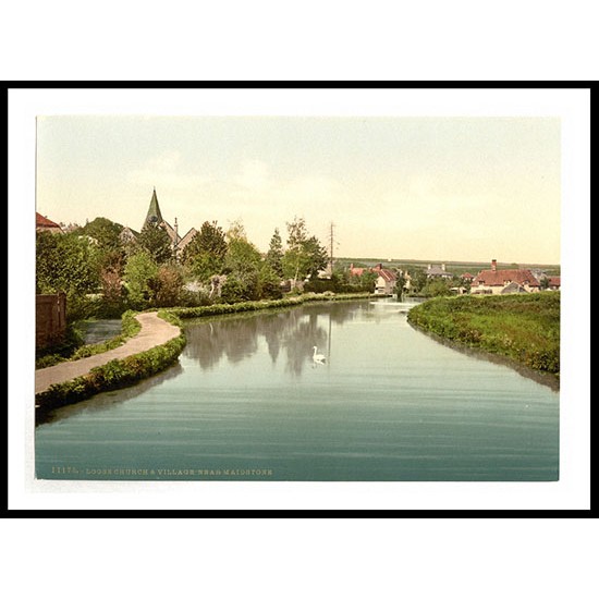 Maidstone Loose Church and village England, A New Print Of an English Photochrom Image