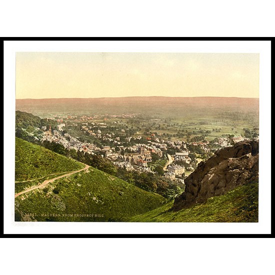 Malvern From Prospect Hill England, A New Print Of an English Photochrom Image