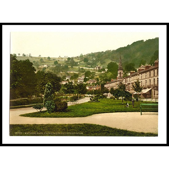 Matlock with promenade and Heights of Jacob Derbyshire England, A New Print Of an English Photochrom Image