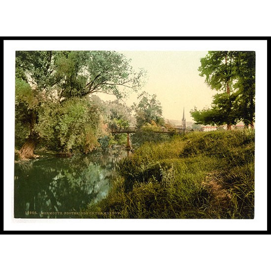 Monmouth Footbridge on the Monnow England, A New Print Of an English Photochrom Image