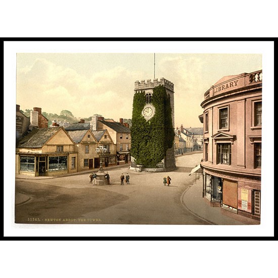 Newton Abbott The Tower England, A New Print Of an English Photochrom Image