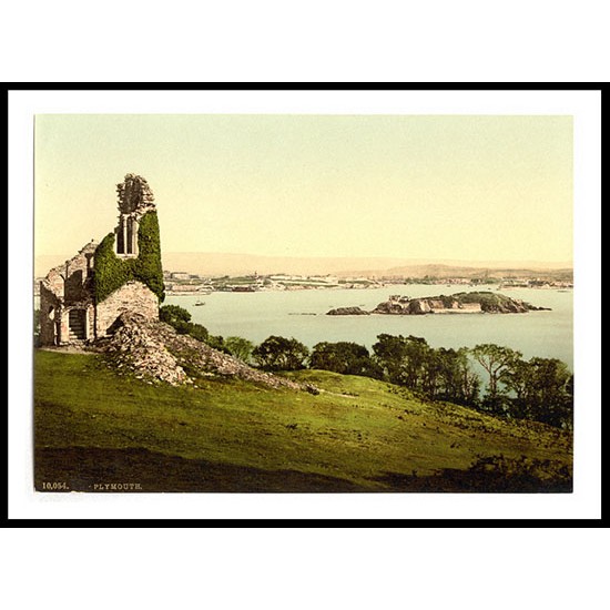 Plymouth From Mount Edgcumbe England, A New Print Of an English Photochrom Image