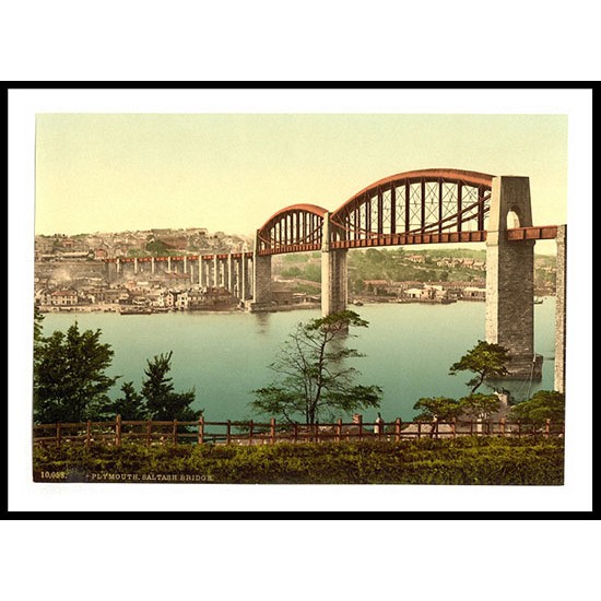 Plymouth Saltash Bridge England, A New Print Of an English Photochrom Image