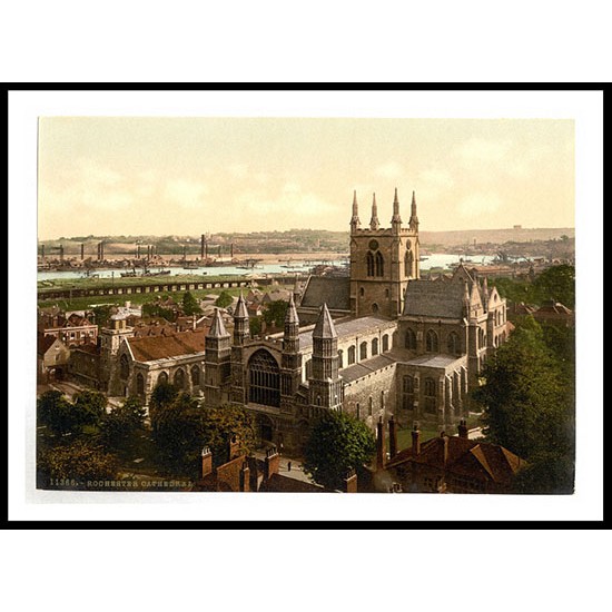 Rochester The cathedral England, A New Print Of an English Photochrom Image