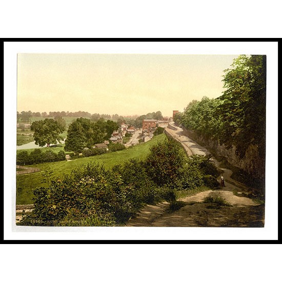 Ross on Wye Cliff and town England, A New Print Of an English Photochrom Image