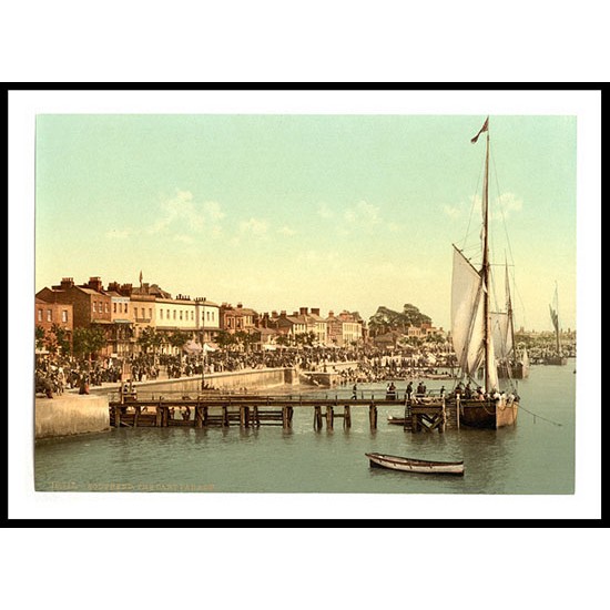 Southend on Sea The East Parade ie promenade and yachts England, A New Print Of an English Photochrom Image