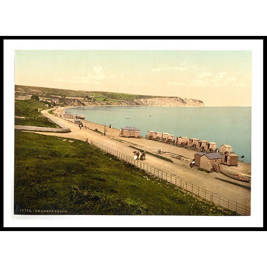 Swanage Beach England, A New Print Of an English Photochrom Image