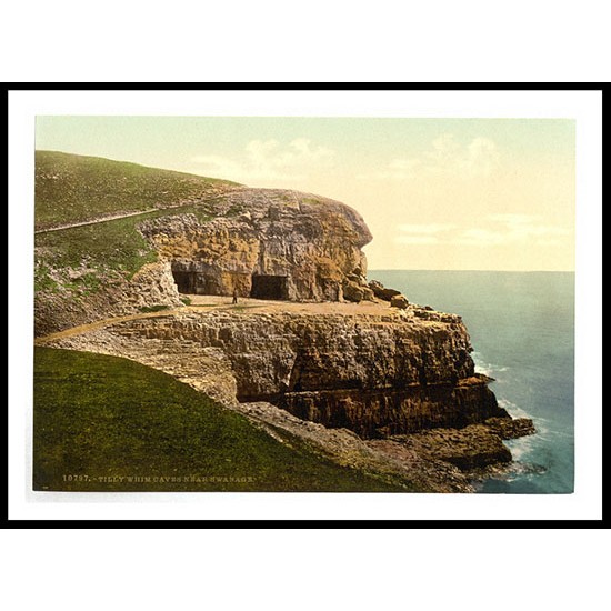 Swanage Tilly Whim Caves England, A New Print Of an English Photochrom Image