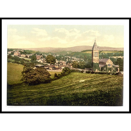 Tavistock From the west England, A New Print Of an English Photochrom Image