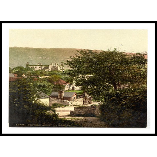 Tintern Abbey and village England, A New Print Of an English Photochrom Image