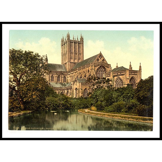 Wells Cathedral east front England, A New Print Of an English Photochrom Image