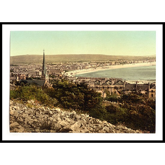 Weston super Mare General view England, A New Print Of an English Photochrom Image