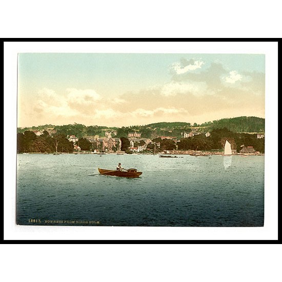 Windermere Bowness from Birch Holm Lake District England, A New Print Of an English Photochrom Image