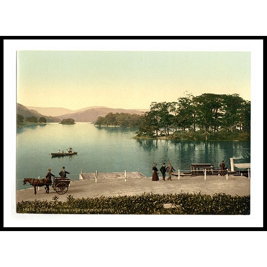 Windermere Bowness from Ferry Hotel Lake District England, A New Print Of an English Photochrom Image