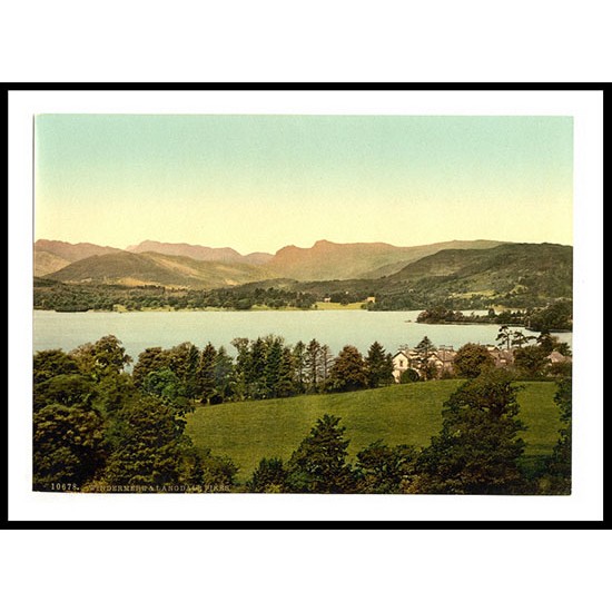 Windermere and Langdale Pikes Lake District England, A New Print Of an English Photochrom Image