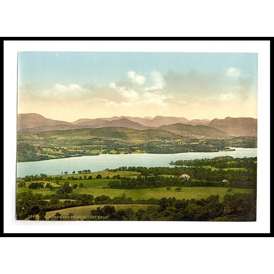 Windermere from Orrest Head Lake District England, A New Print Of an English Photochrom Image