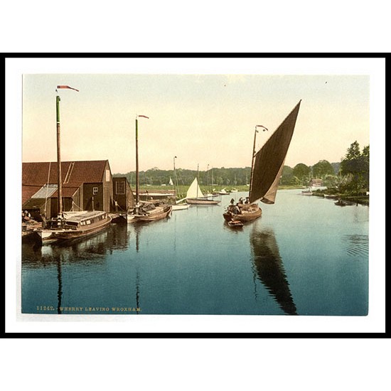 Wroxham Wherry leaving England, A New Print Of an English Photochrom Image