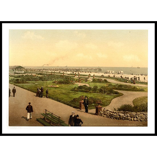 Yarmouth The beach gardens and jetty England, A New Print Of an English Photochrom Image