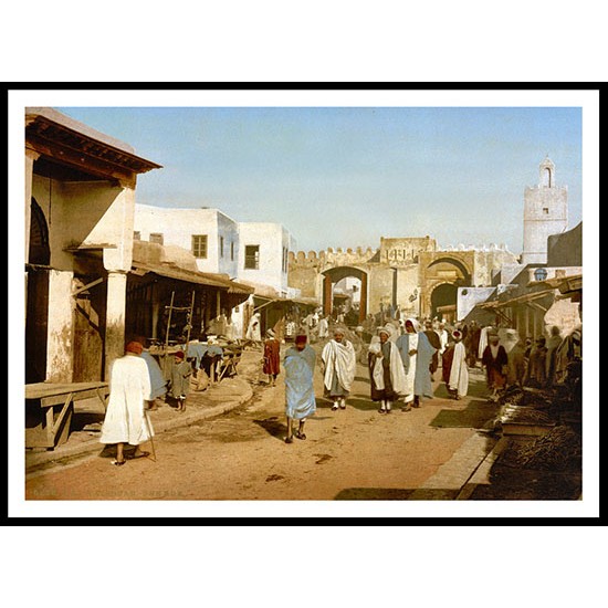 AStreet Kairwan Tunisia A, A New Print Of a Vintage European Street Scene