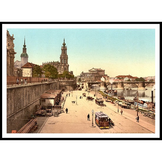 Altstadt Dresden Saxony Germany, A New Print Of a Vintage European Street Scene