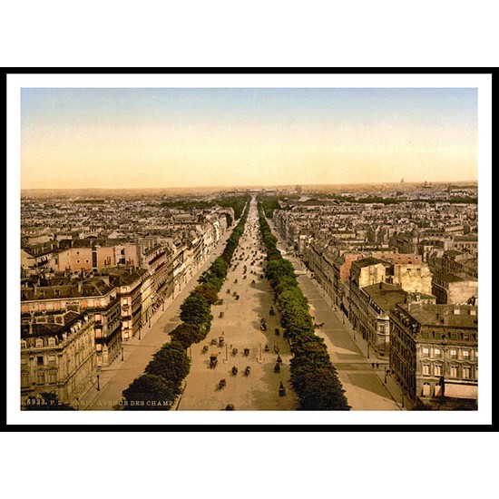 Champs Elysees Paris France, A New Print Of a Vintage European Street Scene