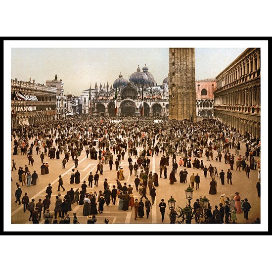 Concert St Marks Place Venice Italy A, A New Print Of a Vintage European Street Scene