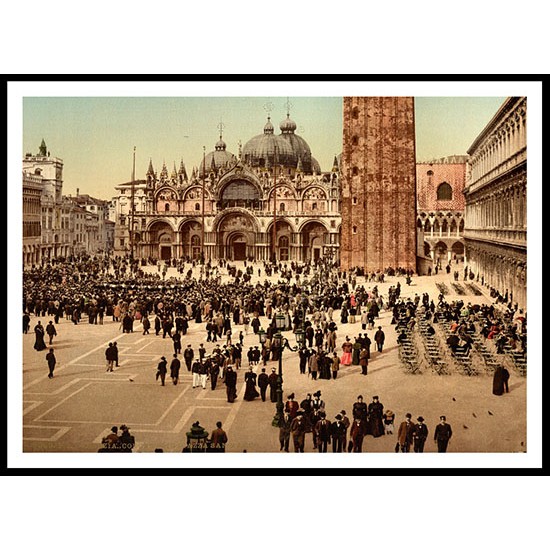 Concert St Marks Place Venice Italy B, A New Print Of a Vintage European Street Scene