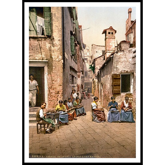 Court Yard Venice Italy, A New Print Of a Vintage European Street Scene