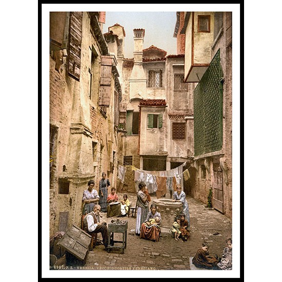 Courtyard Venice Italy B, A New Print Of a Vintage European Street Scene